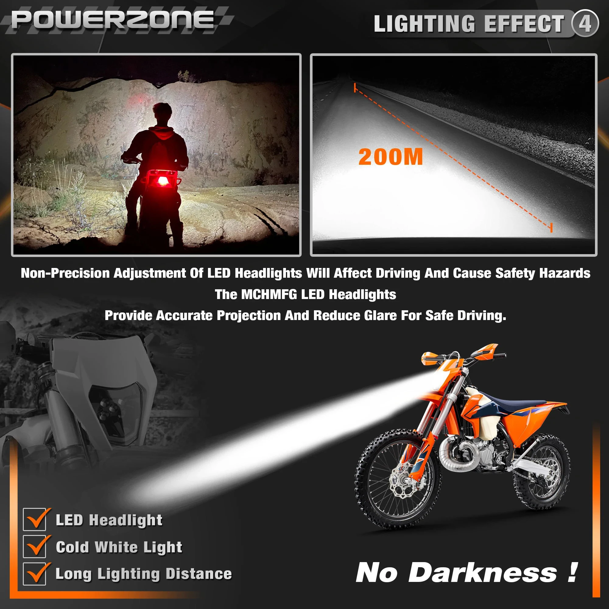 PowerZone オートバイ LED ヘッドライトヘッドランプヘッドライト