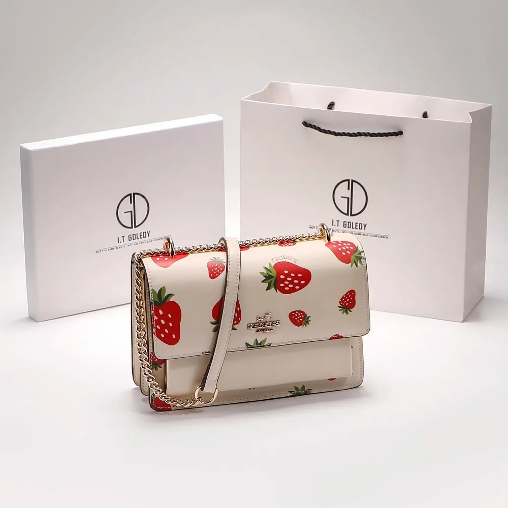 

Luxury Fashion Brand Women's Advanced Strawberry Organ Bags Light Luxury Designer Simple Printed One Shoulder Crossbody Handbag