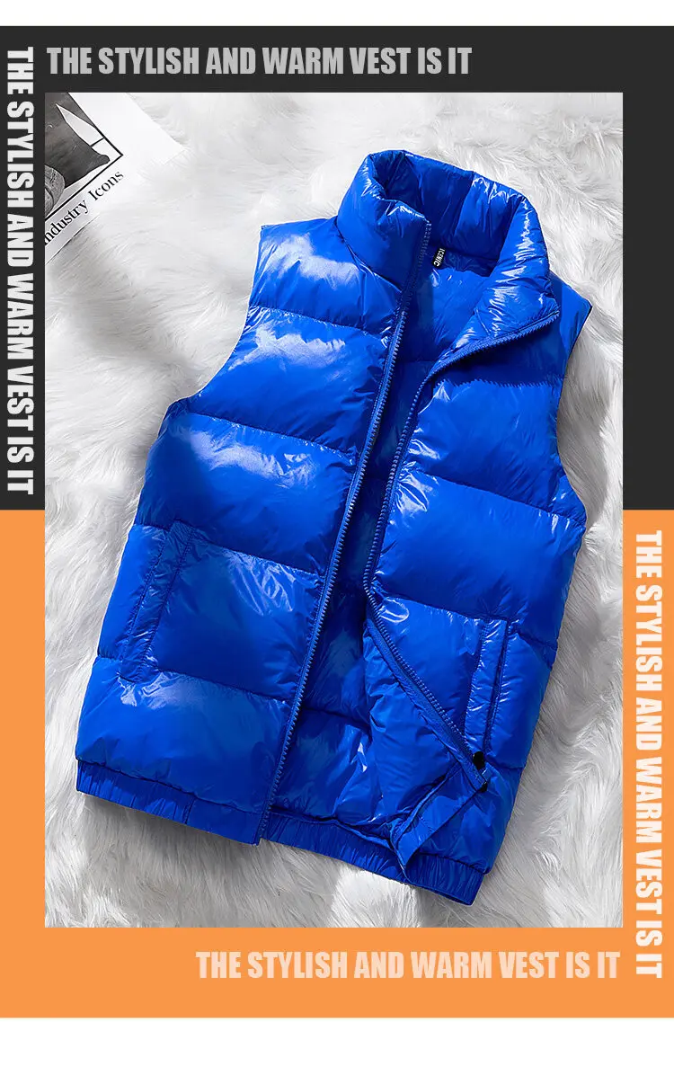 Description Picture 4 of itemMale Zipper Down Vest Jackets Casual Men's Waistcoat Winter Windproof Coats Winter Brand Clothing Vest Jacket Warm Sleeveless
