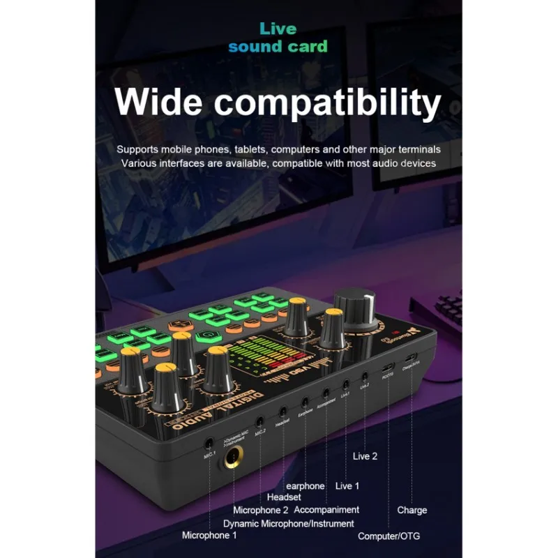 A41Z-V90+ZX775 사운드 카드 세트 믹서 음성 변조기, 라이브 스트리밍 및 게임용, PC 및 스마트폰용