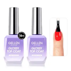 GELLEN Nail Care Essential Set - Salon Quality Manicure & Pedicure Kit with Base Coat, Top Gel, and Cuticle Softener Oil (4PCS) (Ultra glossy set)