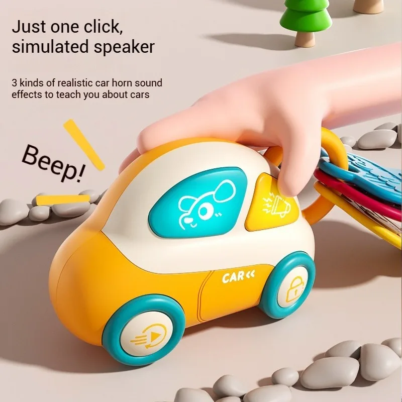 Baby Teething Toys With Music & Light Montessori Sensory Car Key Teether Teething Relief Silicone Chew Toy for Infant Baby Boys - 3