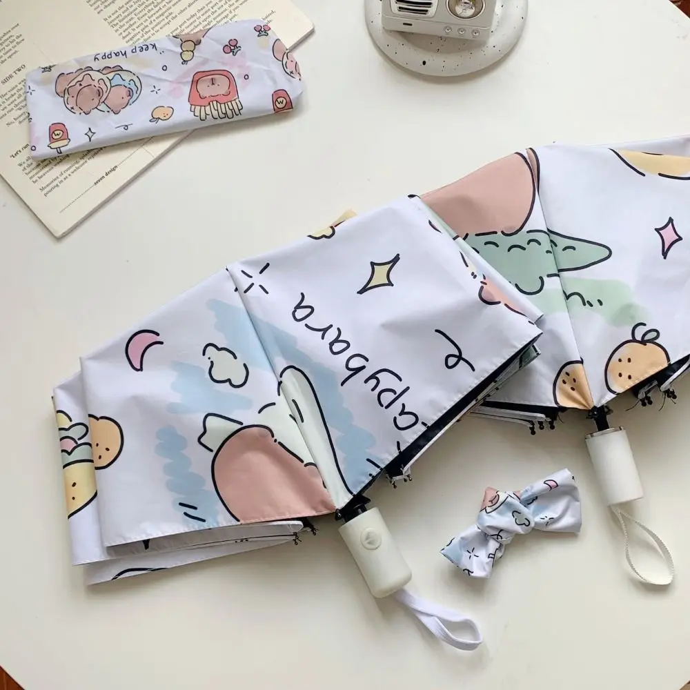 Dual-use Automatic Capybara Umbrella Foldable 8 Ribs Rain Umbrella UV Protection Sunshade Household folding umbrella sun umbrella automatic sun umbrella
