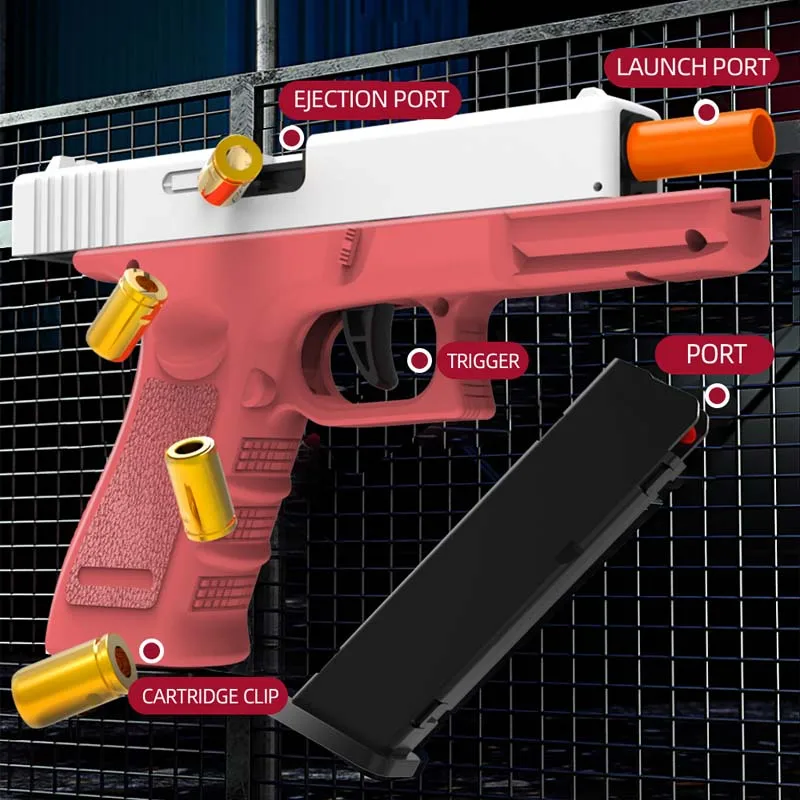 Toy Guns Model Automatic Continuous Shell Throwing Soft Bullet Launcher Outdoor Game Children Adult Airsoft Pistol Kids Fake Gun 4