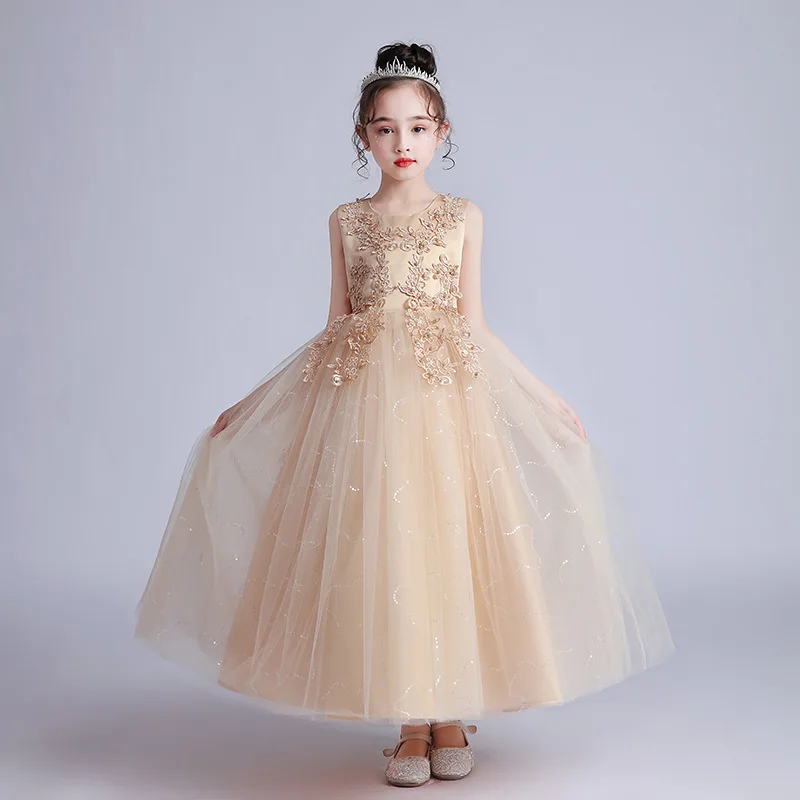 

New Flower Girl Dresses 8 Colors Sleeveless O-Neck Ankle Length Girls Pageant Dresses Vestidos De Noches Para Ninas 05