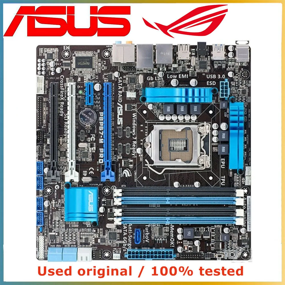 

Материнская плата для компьютера ASUS P8P67-M PRO LGA 1155 DDR3 32G для Intel P67 P8P67 десктопная материнская плата SATA III PCI-E 3,0 X16