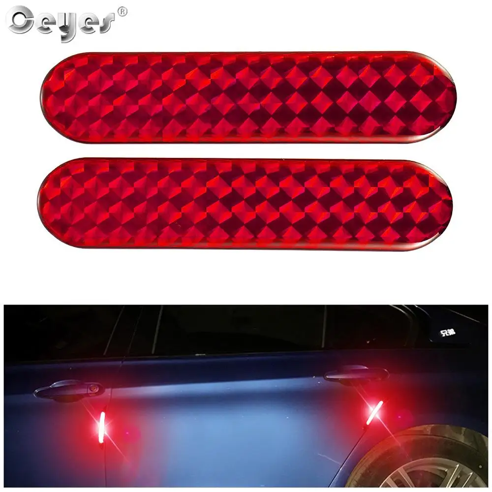 2PC PET Night Dark Safety Mark Reflective Strips Car Door Sticker Warning Tape Auto Decoration Accessories Red/Yellow/Blue/Green reflective car sticker,car reflector sticker,reflective stickers,reflective tape,reflective sticker,car door stickers,reflective strip,reflective strips