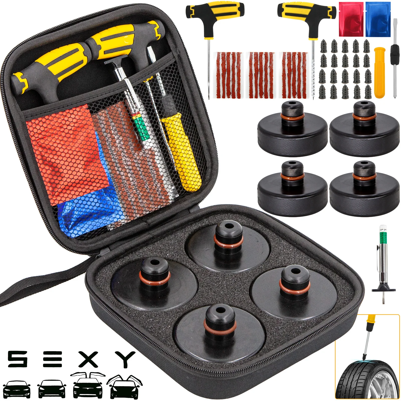 4pcs Rubber Floor Lifting Jack Pad Adapter Pucks Tool Chassis For Tesla