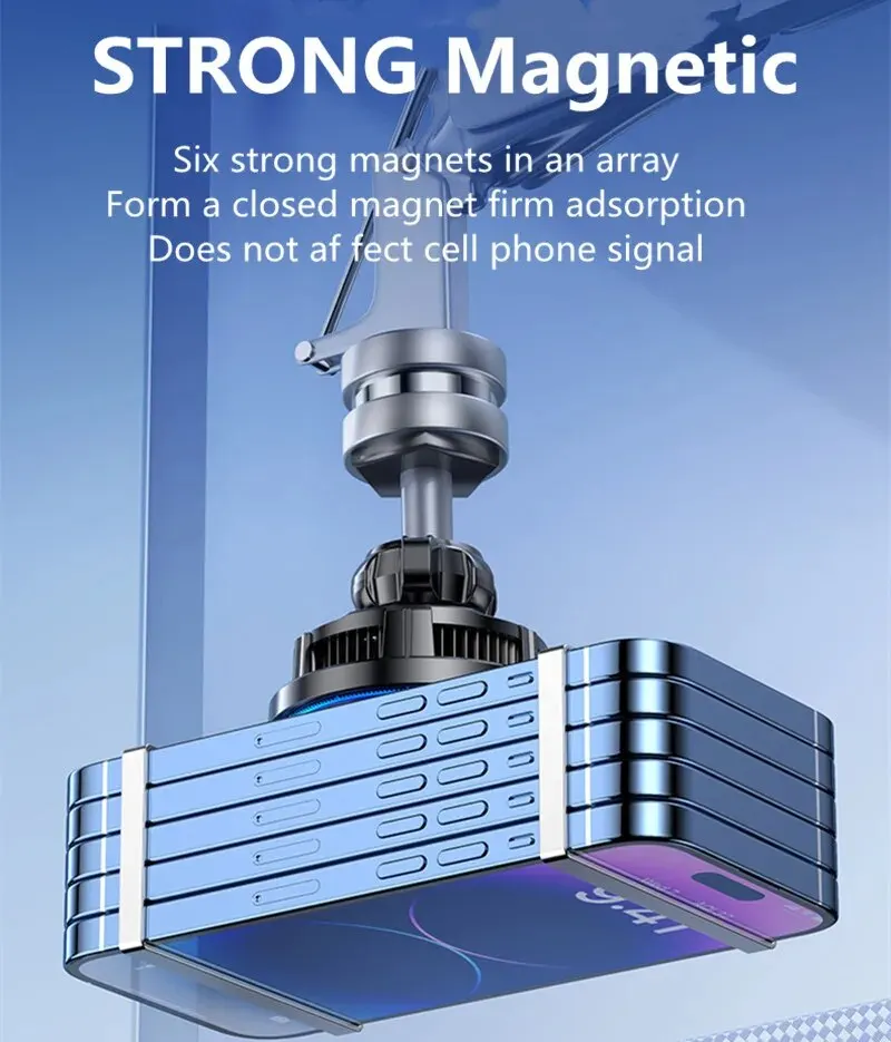 Magsafe iPhone 16 15 14 13 12 Pro Max 고속 자동차 충전 스탠드 용 자기 자동차 무선 충전기 얼음 냉각 전화 홀더 마운트