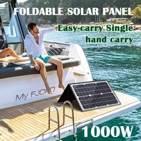 Panneau solaire pliable 1000W, chargeur solaire monocristallin portable à une main, étanche, pour yacht, camping-car, bateau, camping, extérieur, station d'alimentation d'urgence 1