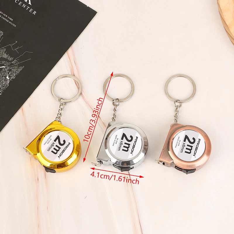 새로운 미니 소형 휴대용 줄자 휴대용 열쇠고리 2M 자 가정용 스틸 줄자