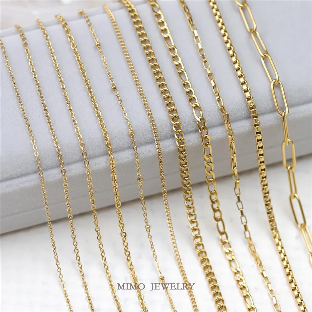 

Titanium steel plated 18K flat Gold O-chain Side chain Box chain Bulk chain DIY bracelet necklace accessories