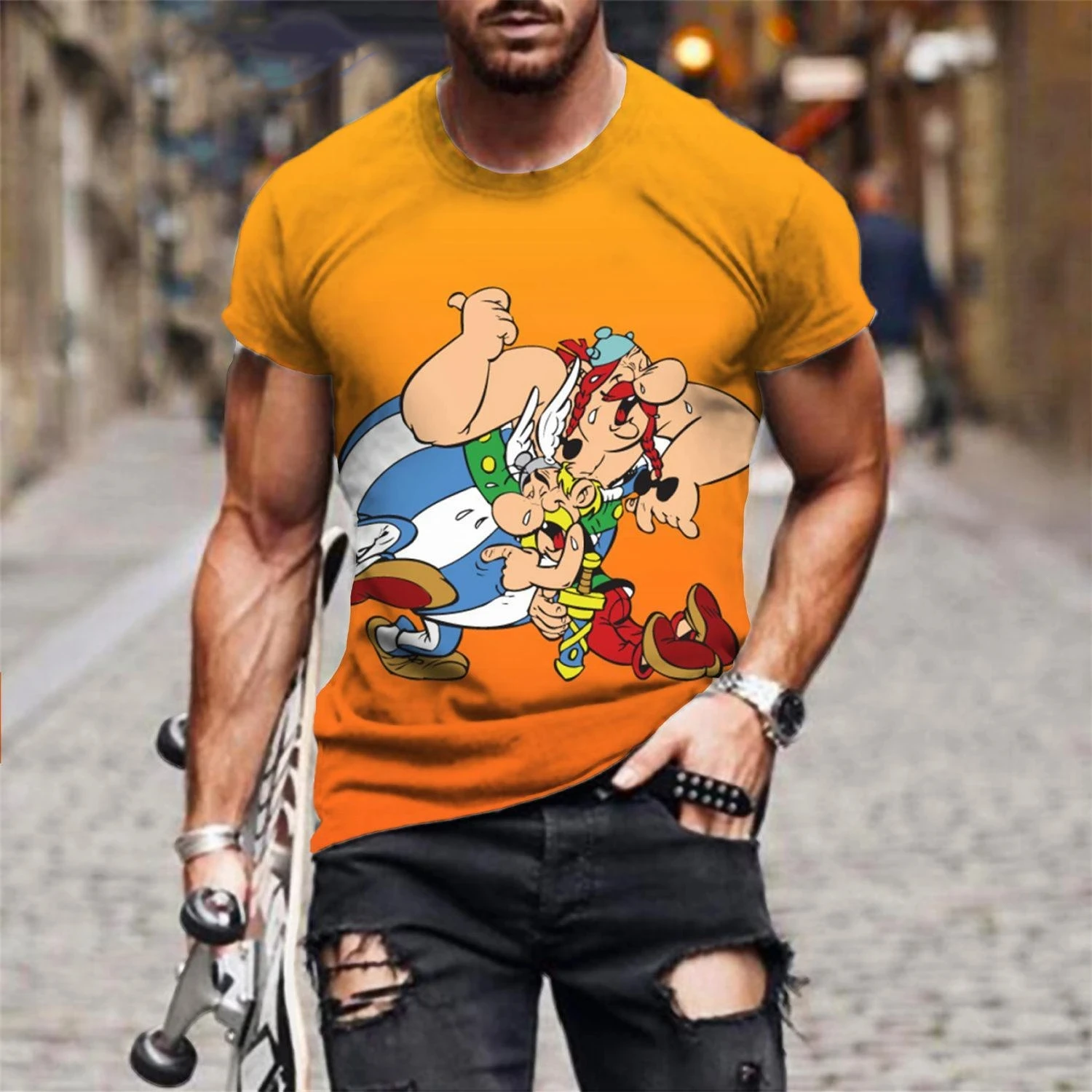T-shirt Asterix & Obelix Blue Grump - Merchandising Officiel, 100% Coton, Coupe Classique - Manches Courtes, Design Humoristique - 6