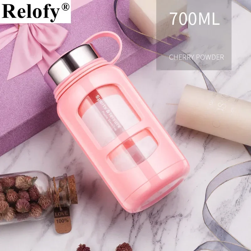 700/1000ml Large Capacity Portable Glass Water Bottles Outdoor Sports Water Bottle Leak-proof Bike Climbing Drinkware sports water bottle,sports bottle,water bottle,glass bottle