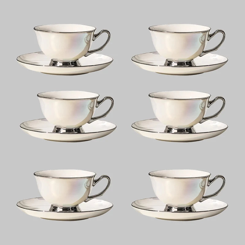 

British Upscale Silver Coffee Cup and Saucer Set Exquisite Ceramic Cup Set Tableware Teacups Mugs Creative Gift Box Souvenirs.