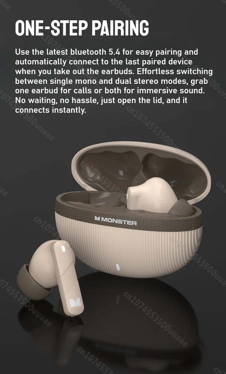 Monster AuraFit GT22 -35dB Active Noise Cancelling Earbuds 360° Stereo Wireless Bluetooth Headphone ANC Bluetooth 5.3 Earphone