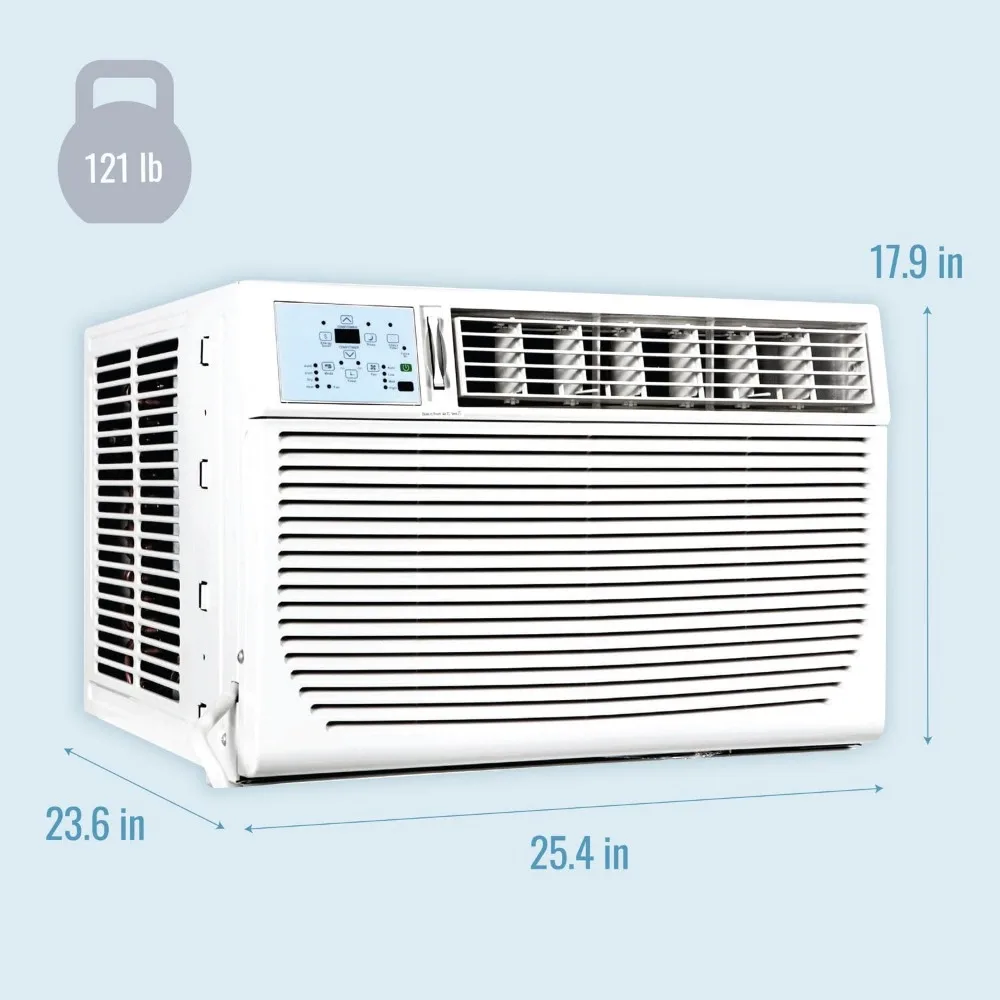24,000 BTU Window Air Conditioner with Dehumidifier and Supplemental Heat，230V，Window AC.Ft. with Remote Control，3 Speeds, White 4
