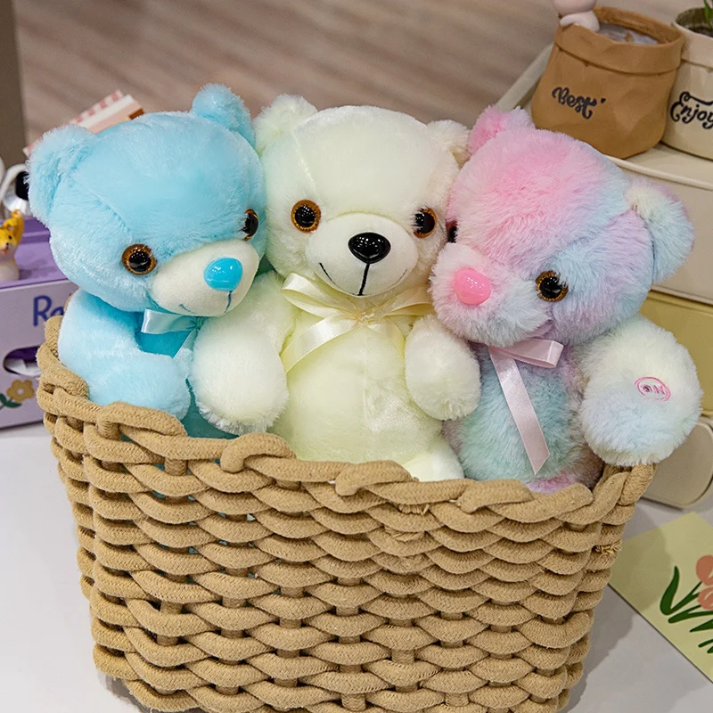30CM Creative Light Up LED Bear Stuffed Animal Plush Toy Colorful Glowing Bear Doll Luminous Christmas Gift