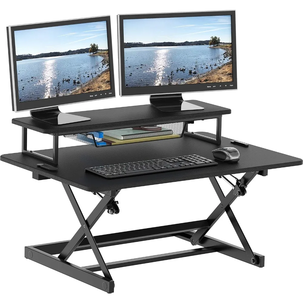 

36-Inch Height Adjustable Standing Desk Sit to Stand Riser Converter Workstation, Black