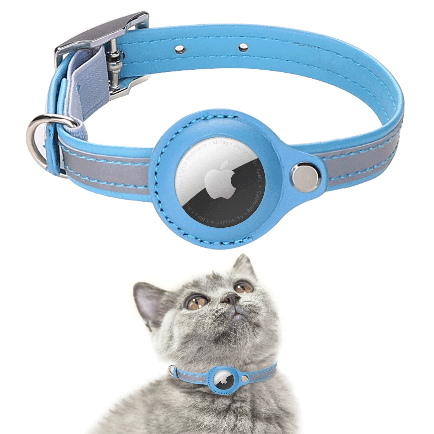 FunPetsReflectivePetCollarswithAirtagCaseforCatsPUCatAirtag