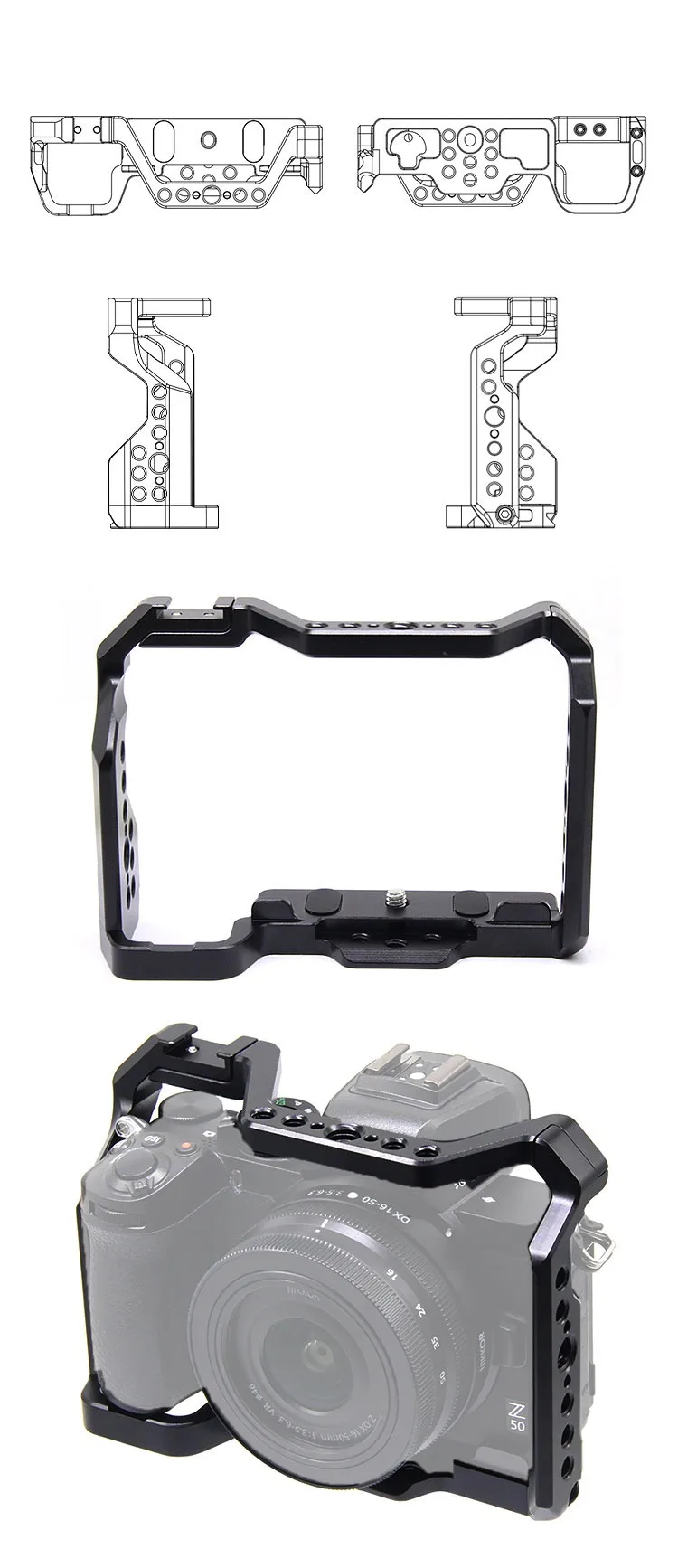 Z50 kamera käfig schutz rahmen für nikon z50 slr kalt schuh halterung vertikale aufnahme monitor mikrofon halter diy verlängerung kit – Detail 15