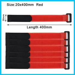 Reusable Nylon Hook and Loop Cinch Straps for Cable Organization and Management (Red 20x400mm)