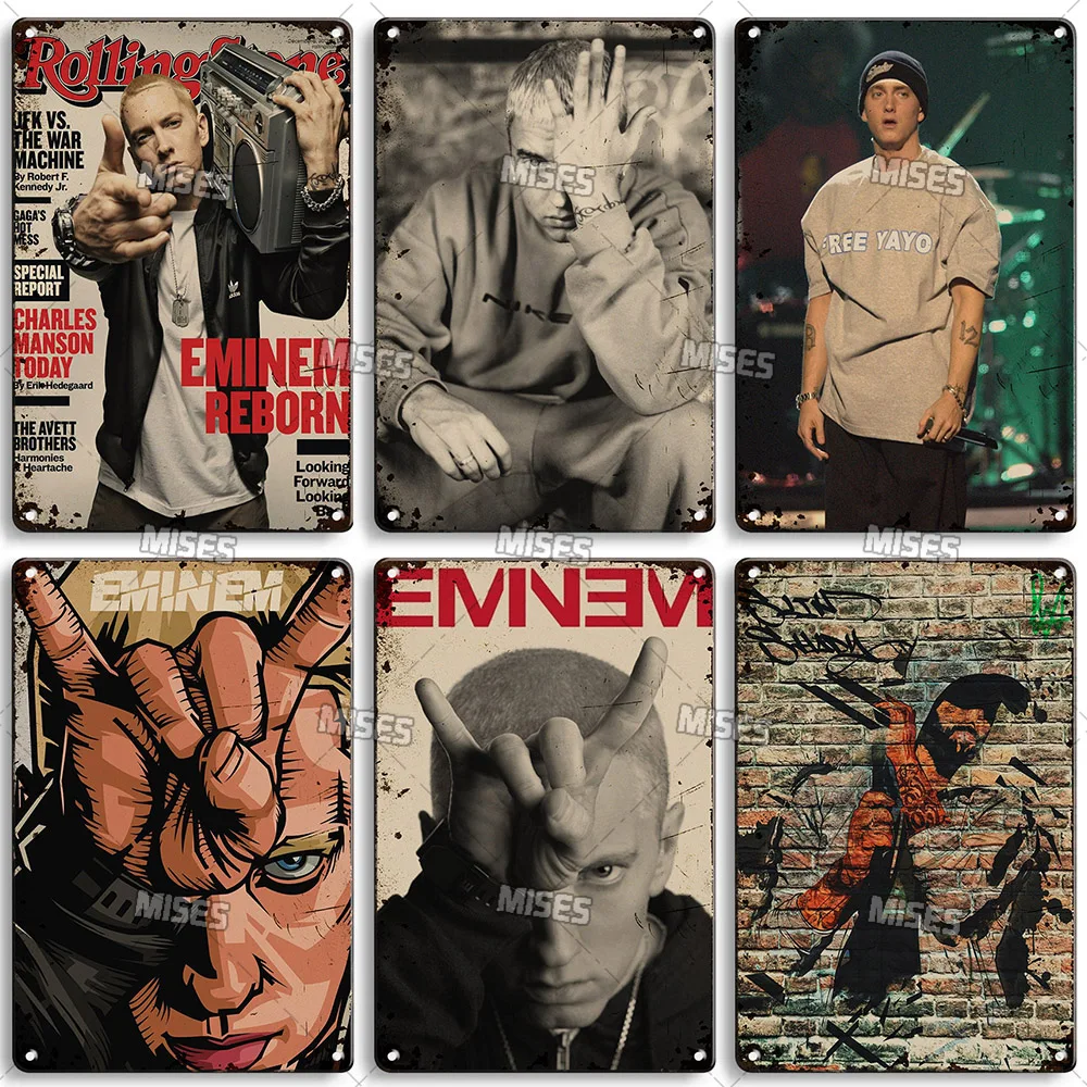 Eminem Poster 8 Mile Decorative Sign Retro Rap Music Poster Home Bar Club  Wall Metal Tin