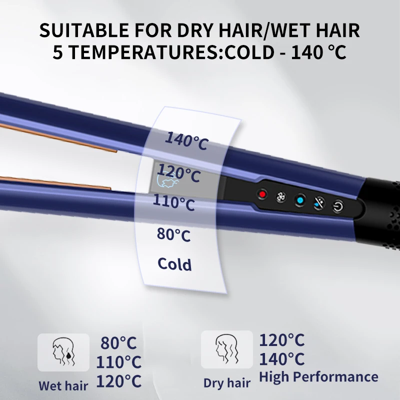 2 في 1 مكواة فرد الشعر ومجفف الشعر تسخين الشعر الح...