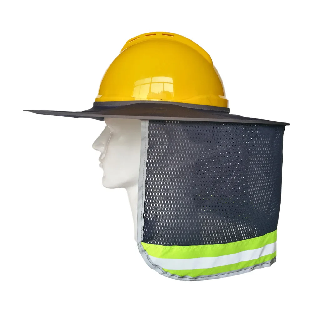 TCCFCCT Hard Hat Sun Shade, Full Brim High Visibility Sun Visor Neck Shield And Bandana Face Scarf With Construction Arm Sleeves 3 Packs Grey