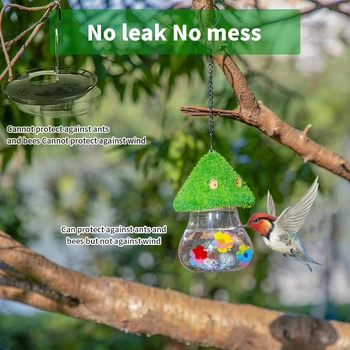 Hanging Hummingbird Feeders Mushrooms Wind Chimes Humming Bird Feeder Bird Feeding Station for Outside Garden Backyard Decor - Image 6