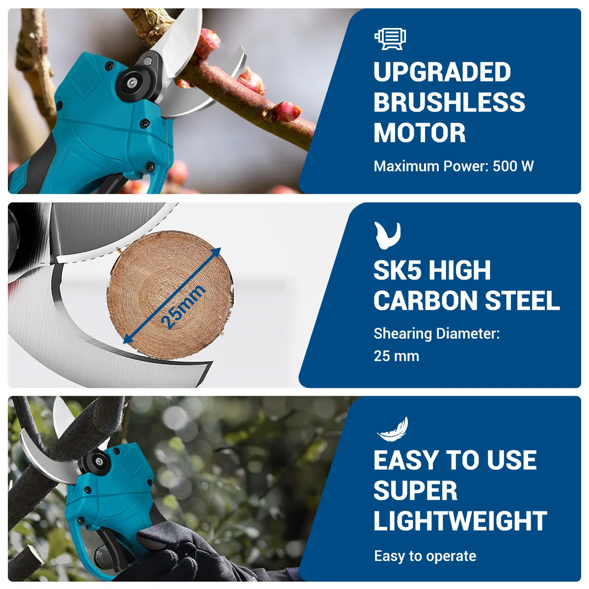 Drillpro 2 IN 1 Power Tool set Pruning Shears Electric Chainsaw Branch Pruning Saw Fruit Tree Gardening Tools For Makita Battery 6