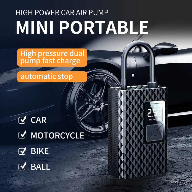 Intelligent Wireless Car Inflation Pump Car Portable Air Compressor Pump Tire Ball Inflation Emergency Rechargeable Flashlight