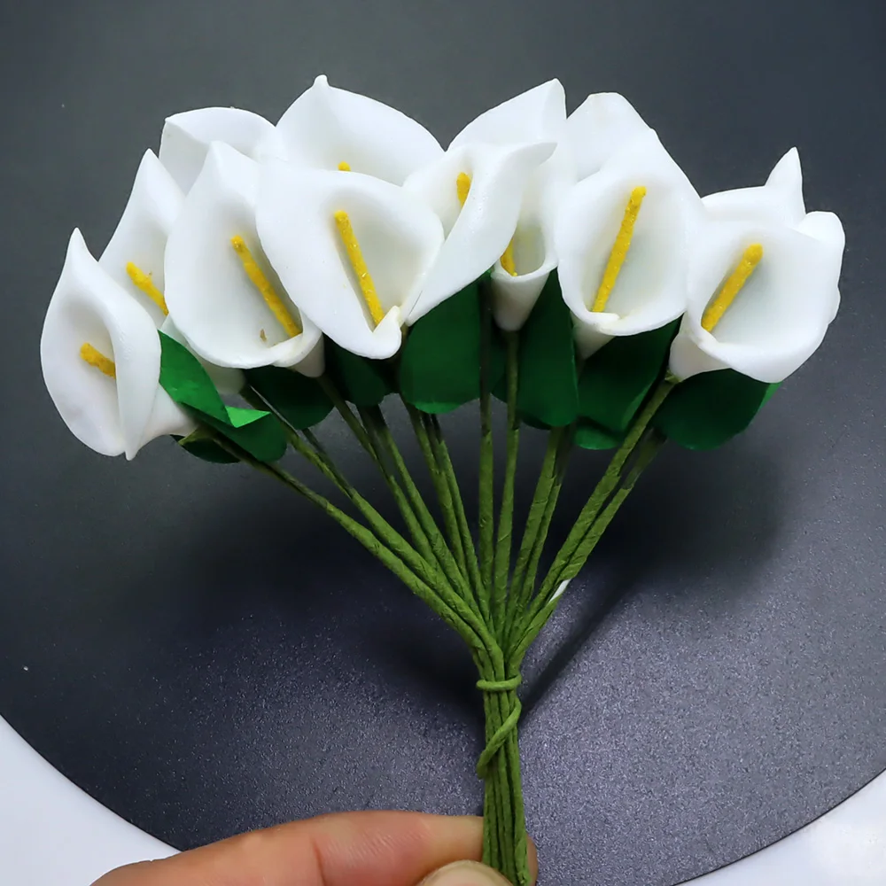 

144pcs Artificial Mini Calla Lily Flower Heads Fake Floral Bouquet for Crafts Scrapbooking Garden Wedding DIY Bridal Garland