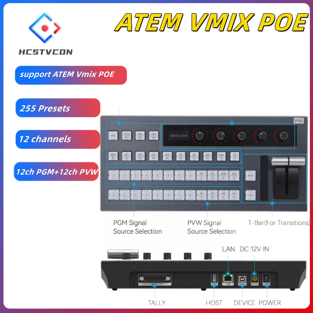 IP USB vMix Panel Switches Controller Video Mixer Switcher Blackmagic Atem Brodcast Equipment for Large Meeting Conference