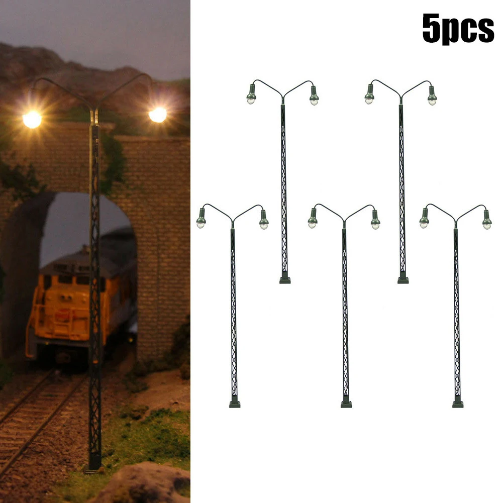 

5Pcs Model Railroad Lights Lattice-Mast Light Gauge H0 1:87 LED-Lights Layout Building Train Landscape Accessories Street-Lamp