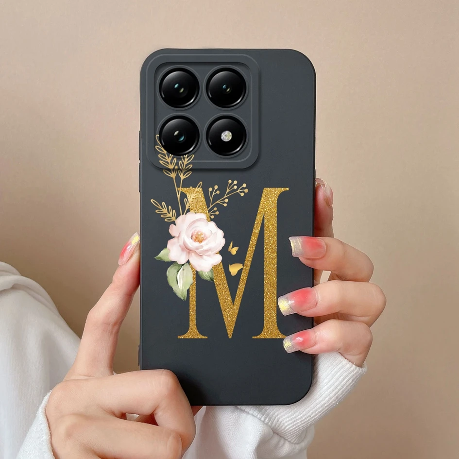 Liquid Soft Silicone Bumper - Pretty Flower Letter Design Anti-Drop Phone Case