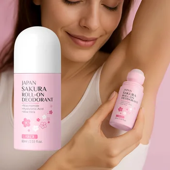 Deodorante Roll-On ai Fiori di Ciliegio 60ml Formato da Viaggio Antitraspirante 24h Controllo Odori Protezione dal Sudore Lunga Durata Fragranza Fresca Portatile