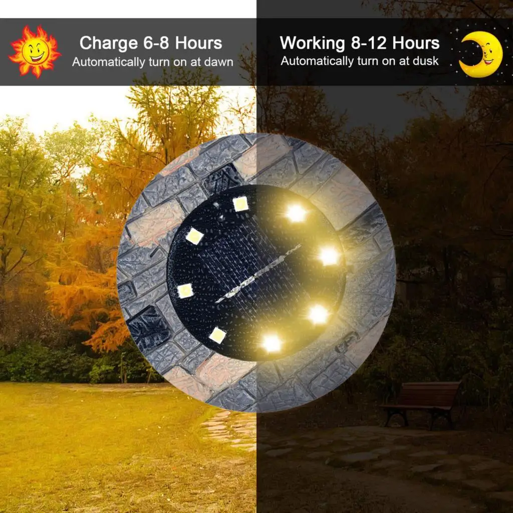 

Solar Yard Light Outdoor Floor Garden Decoration Landscape Lamp Spotlights Floodlights Imitation Stone 8 Led Warm & White Color