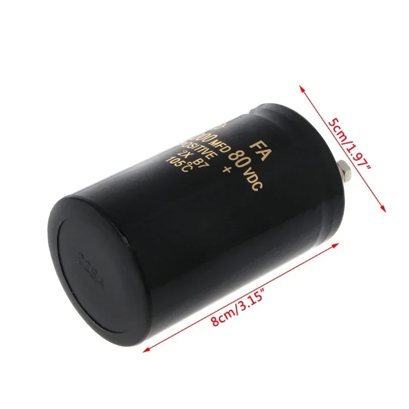 22000uF 80V Electrolytic Screw Capacitor Amp Power Supply 50x80mm 105℃ 6