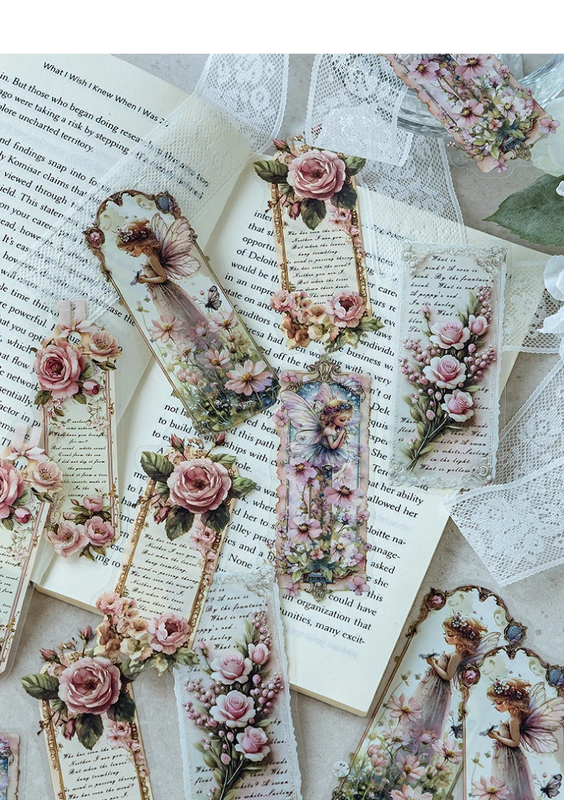 15 Stück/Packung PET-Blumen-Elf-Aufkleber, langer Streifen, Landschaft, dekorativ, handgefertigt, Scrapbooking-Material, Tagebuch, Album, Bastelbedarf ﻿ – Detail 6
