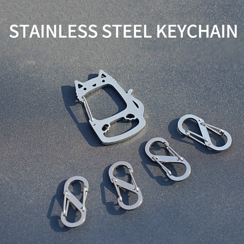 Stainless Steel Cat Shape Key Chain for Outdoor Camping Backpack Hanging  Keyrings  Portable Creative Hook S-hook Camping  Toool