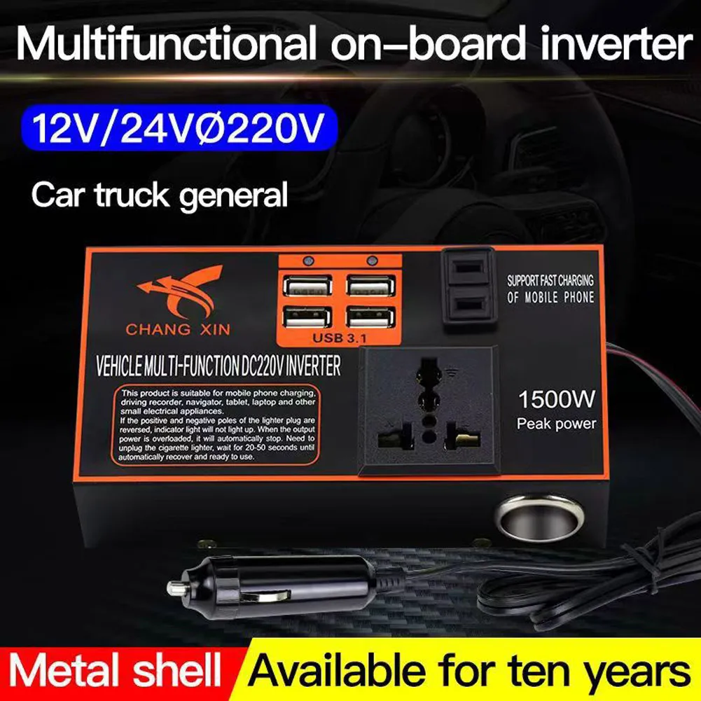 

Converter Power Inverter Adapter For Laptops For Dash Cams 12v/24V To DC 110V/220v Car Chargers Trip High Conversion Rate
