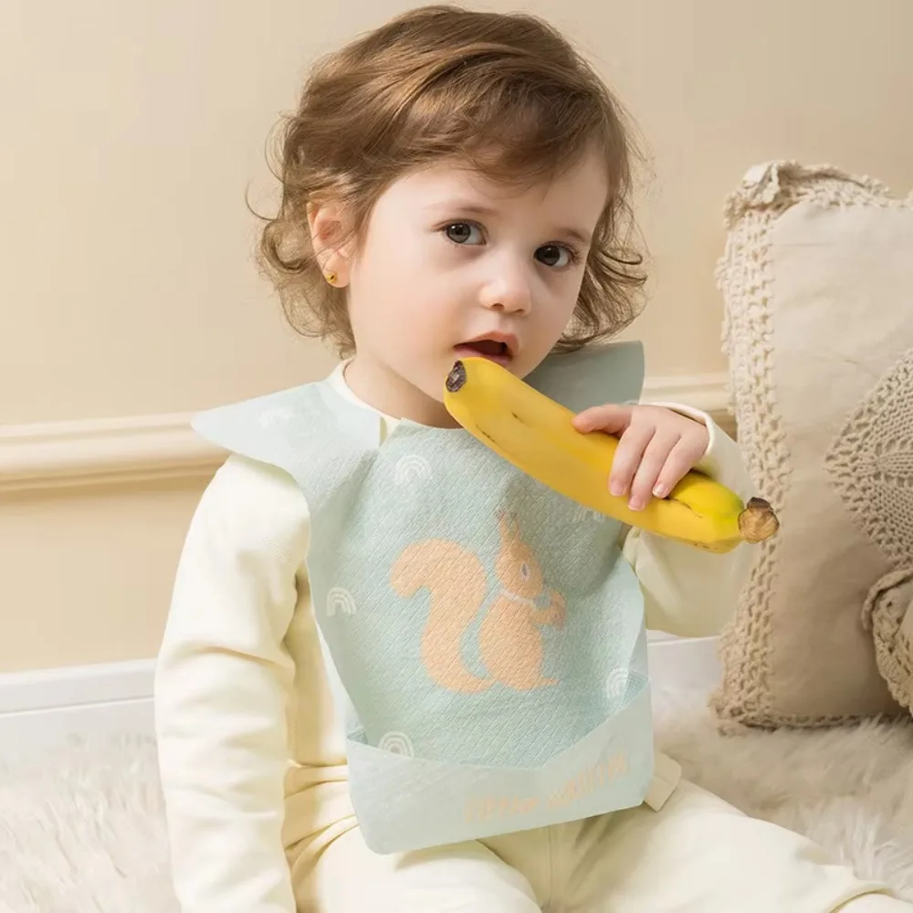2pcs Disposable Children's Feeding Bibs Waterproof Adjustable Food Feeding Supply Soft Baby Bib Set with Food Catcher Baby Stuff