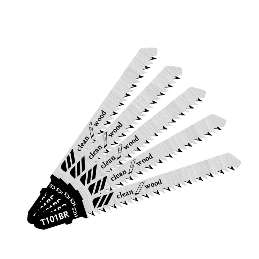 5PCS/set Jigsaw Blades T101BR Plasic Cutting Sawblade Woodworking Tools 100mm Accessories Fits Power Tool Parts For Plywood 6