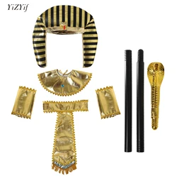 Egyptian Pharaoh Costume Accessories Snake Hat Collar Belt Wristband Scepter Set Halloween Ancient Rome Cleopatra Cosplay Outfit