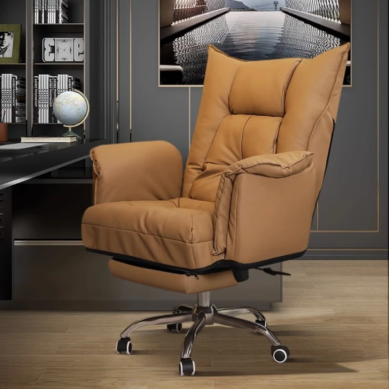 Leather Single Gaming Chair Vanity Recliner Swivel Salon Office High Living Room Chair Individual Cadeiras Office Gadget XR50BG