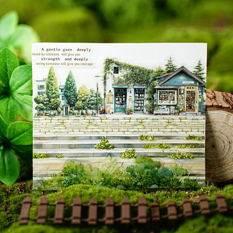 Mr.Paper 6롤 그린러리 시리즈 PET 와시 테이프, 저널 스크랩북킹 DIY용 수채화 풍경 디오라마 테이프