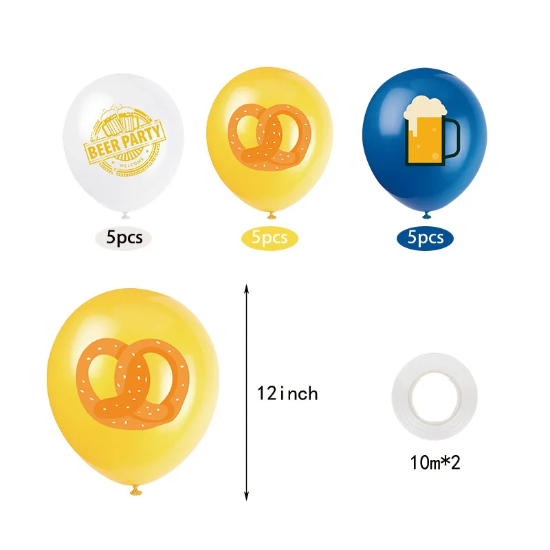 Oktoberfest-Themenbanner, Papier, Gläser, Bier, Karneval, Festival, Kuchendekoration, Ballon für Erwachsene, Jungen, alles Gute zum Geburtstag, Party-Dekoration – Detail 10