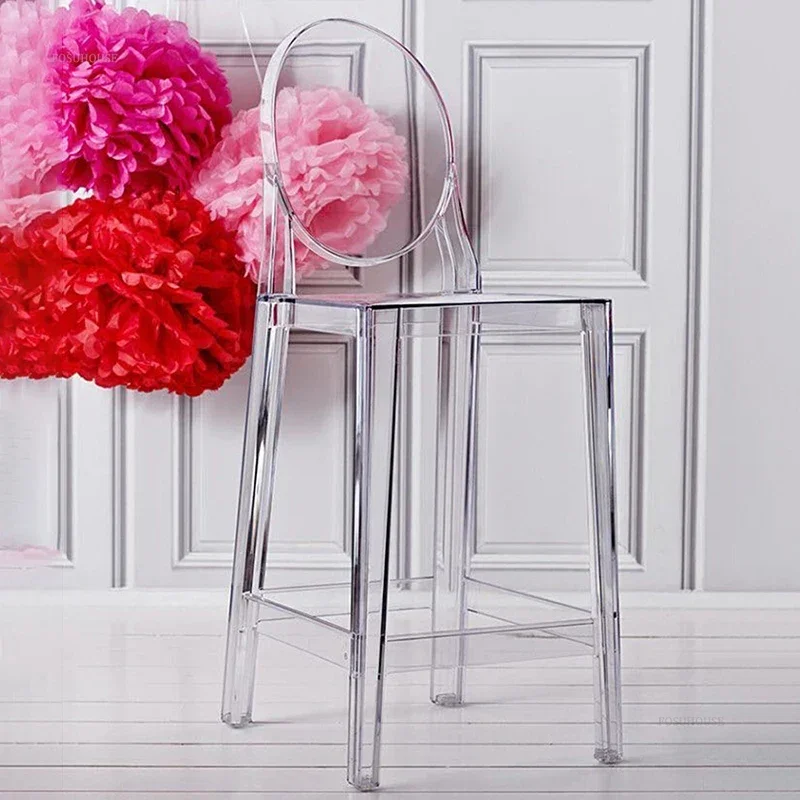 Nordic Transparent Chair Bar Chairs Simple Ghost High Chair Acrylic Creative Bar Stools Outdoor Backrest Front Desk High Stool