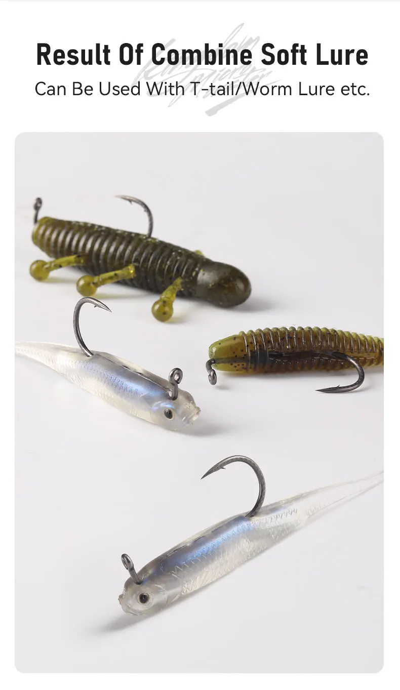 YOOFISH 5 Stück Angeln gewichtete Wurmhaken gewichtet 1 # 1/0 # 2/0 # 3/0 # Kopfhaken Bass Worm Baitholder Haken für weiche Kunststoffköder – Detail 9